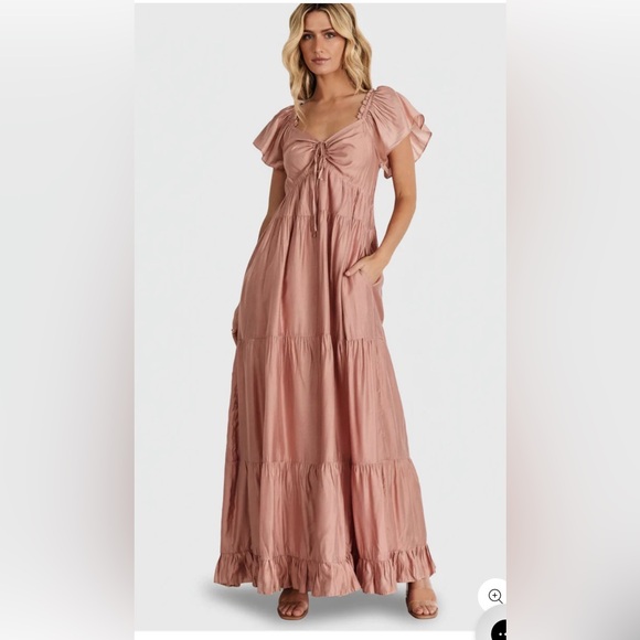 Baltic Born Dresses & Skirts - NWT Baltic Born Agatha Maxi Dress Dusty Mauve Tiered Ruffle Pockets L